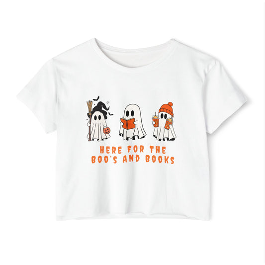 Boo's And Books Crop Top
