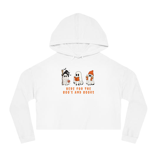 Boo's And Books Cropped Hooded Sweatshirt